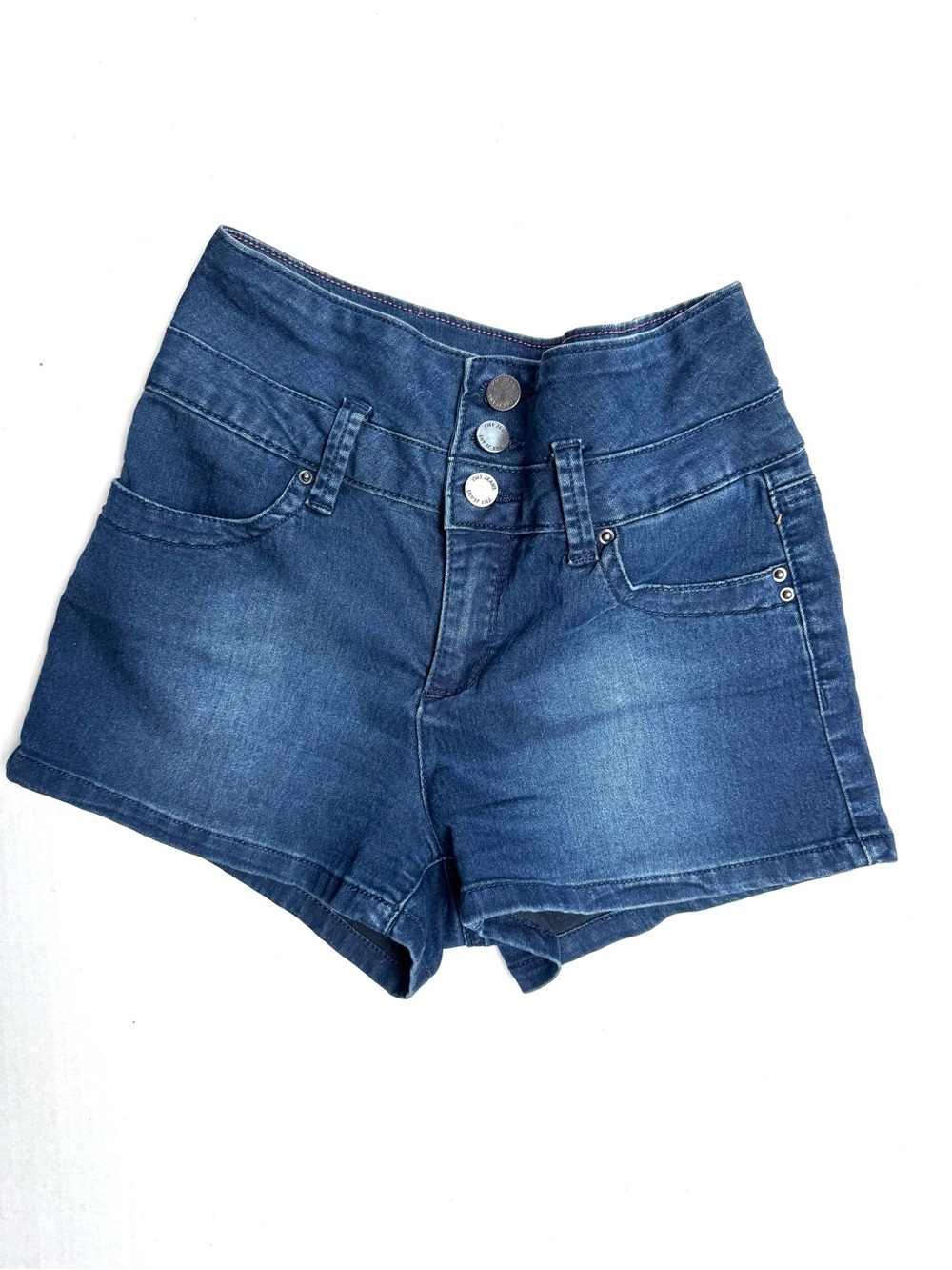 YMI Y2K-Style High-Rise Dark Blue Denim Shorts Size 5 Juniors